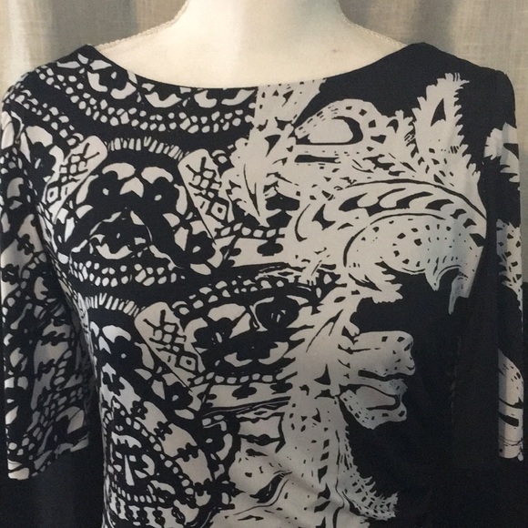 Jones New York Black and White Wrap Style Dress - Picture 3 of 5